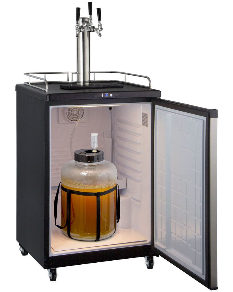 Kegco 24" Wide Homebrew Triple Tap Stainless Steel Commercial/Residential Kegerator - HBK163S-3NK