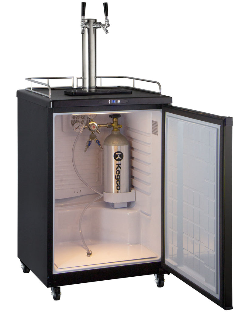 Kegco 24" Wide Cold Brew Coffee Dual Tap Black Commercial/Residential Kegerator - ICZ163B-2NK