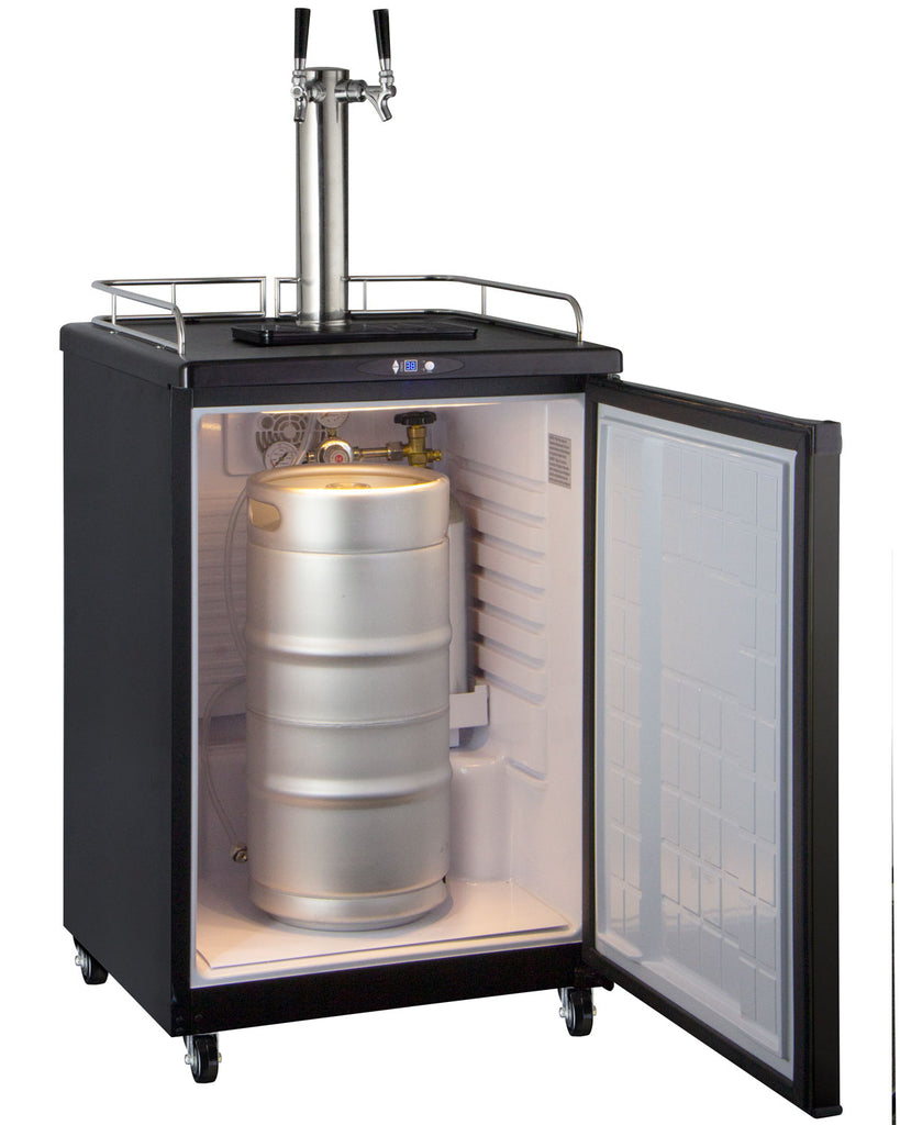 Kegco 24" Wide Cold Brew Coffee Dual Tap Black Commercial/Residential Kegerator - ICZ163B-2NK