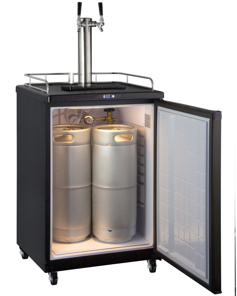 Kegco 24" Wide Cold Brew Coffee Dual Tap Black Commercial/Residential Kegerator - ICZ163B-2NK