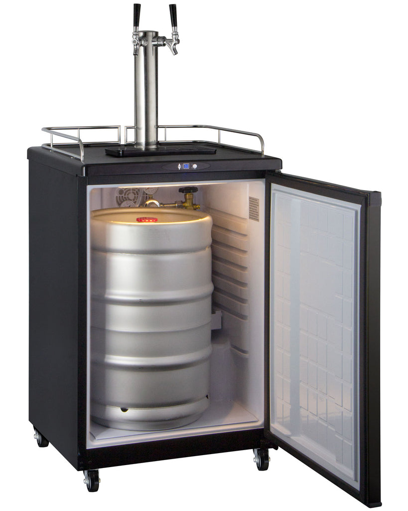 Kegco 24" Wide Cold Brew Coffee Dual Tap Black Commercial/Residential Kegerator - ICZ163B-2NK