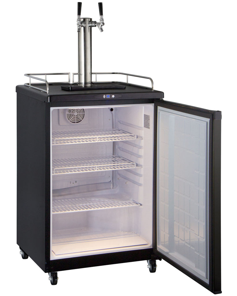 Kegco 24" Wide Cold Brew Coffee Dual Tap Black Commercial/Residential Kegerator - ICZ163B-2NK