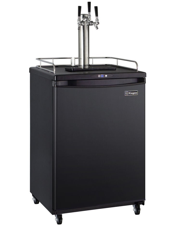 Kegco 24" Wide Homebrew Triple Tap Black Commercial/Residential Kegerator - HBK163B-3NK