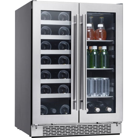 Zephyr Presrv™ 24 Inch Wide 21 Bottle Capacity and 64 Can Capacity Wine Cooler and Beverage Center Combo with Active Cooling and PreciseTemp - PRWB24C32BG - Wine Cooler City